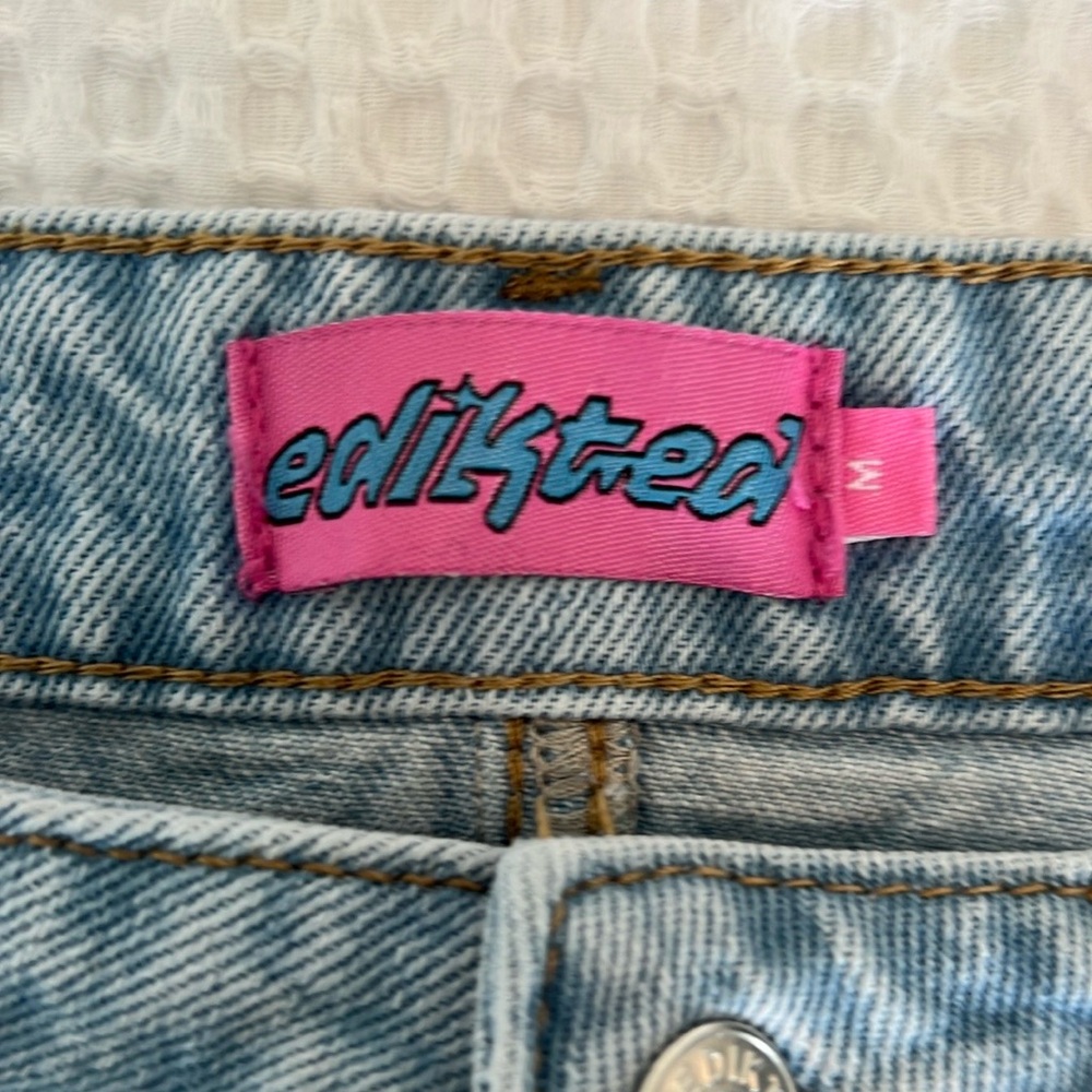 Edikted Chiara Denim Micro Skirt Light Blue Size M - Picture 6 of 6